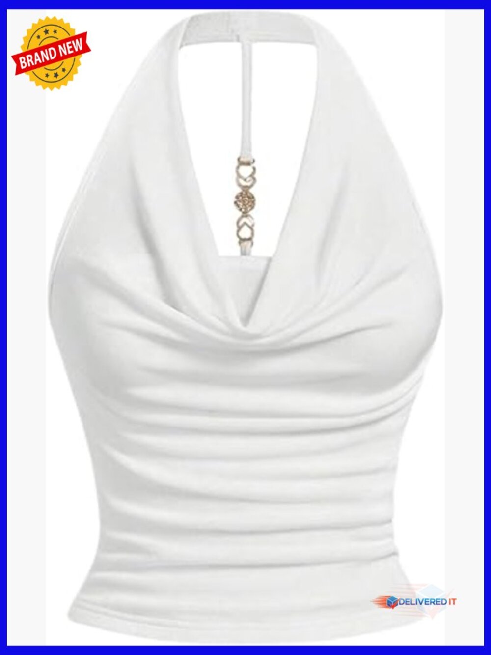 Cowl Neck Halter Crop Top Y2K Going Out Backless Tank Top